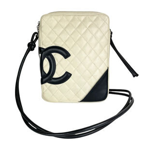 CHANEL Cambon Crossbody Bag Cream White Quilted Leather CC Logo